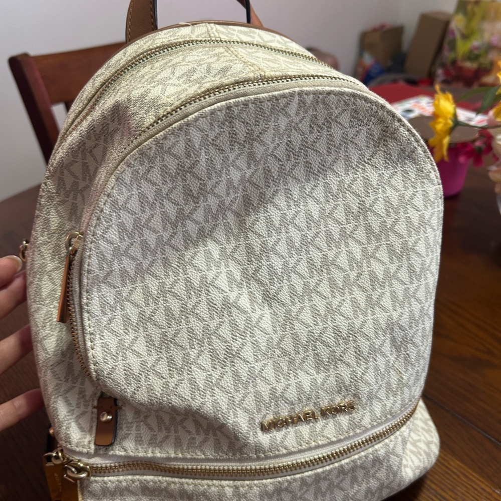 Michael Kors Beige Monogram Backpack